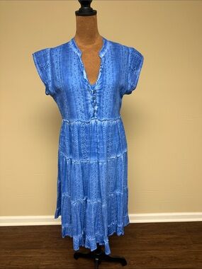 Lulalife Blue Eyelet Midi Dress